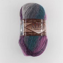 Alize Angora Gold Batik Simli (1 Adet) 3366 Pembe-Yeşil-Gri Renkli El Örgü Ipliği
