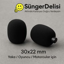 Allians 2 Adet Mikrofon Süngeri 30X22 mm Yaka, Oyuncu ve Motorcu Uyumlu