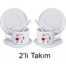 Bade Sevgililer Gününe Özel 2li Kaşıklı Fincan Seti