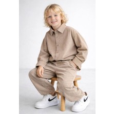 Butik Erkek Çocuk Kadife Gömlekli 2'li Takım Alt - Üst 2'li Takım