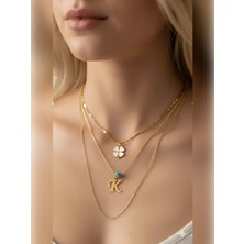 Elora Veyn Kadın Gold Harmony Kombin Üçlü K Harfli Kolye