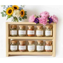 Antalya Kent Ekipmanları Doğal Ahşap Naturel Baharatlık Standı, Tezgah Üstü Düzenleyici, Ahşap Raf