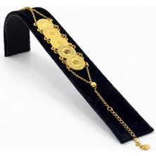 Pangu Beşi Bir Yerde Figürlü Altın Renk Çelik Kadın Bileklik