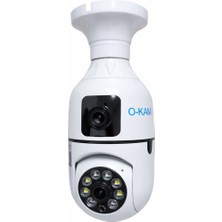 Okam 4046 Çift Lens Wifi Güvenlik Kamerası 360° Ptz Renkli Gece Görüşlü E27 Duy