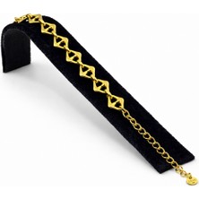 Pangu Geometrik Halka Detaylı Altın Renk Çelik Bileklik