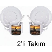 Bade Sevgililer Gününe Özel 2li Kaşıklı Fincan Seti