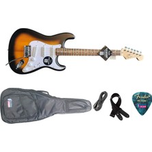 Allians Sunburst Elektro Gitar Seti, Kılıf, Askı, Pena ve Jak Kablo ile Komple