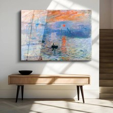 TosbArt Claude Monet Izlenim Gün Doğumu Ünlü Sanat Temperli Cam Tablo Sanat Tablosu Dekoratif Tablo