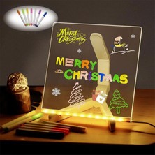 Shopora® LED Işıklı Kendiliğinden Renkli Fosforlu Kalemli Kare Yazı Panosu 20X20 cm