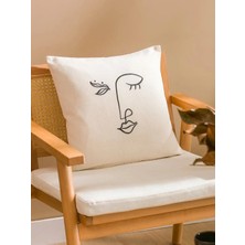 LC Waikiki Bej Yüz Nakışlı Kırlent Kılıfı 45X45 cm  (S6)