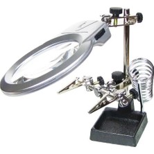 Net Damla Ayarlanabilir Başlıklı Elektronikçi Yardım Lehim Standı ile Ledli Büyüteç - Lisinya