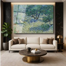 TosbArt Vincent Van Gogh Zeytin Bahçesi Akdeniz Tarımı Temperli Cam Tablo Sanat Tablosu Dekoratif Tablo