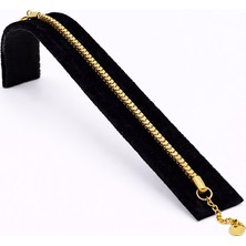 Pangu Altın Renk Düz Dokulu Zincir Çelik Bileklik