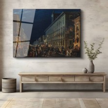 TosbArt Ippolito Caffi Gece Festivali Şehir Manzarası Temperli Cam Tablo Sanat Tablosu Dekoratif Tablo