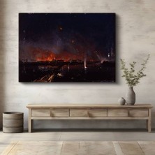 TosbArt Joseph Mallord William Turner Gece Yangını Şehir Manzarası Kanvas Tablo Ressam Tablosu