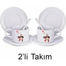 Bade Sevgililer Gününe Özel 2li Kaşıklı Fincan Seti