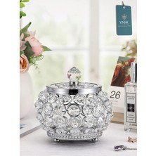 YNSK Luxury | Lucent | Lüks  Cam Kapaklı Kristal Mücevher Kutusu, Organizer, Düzenleyici, Şekerlik | Küçük Boy