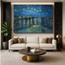 TosbArt Vincent Van Gogh Rhône Üzerinde Yıldızlı Gece Romantik Nehir Resmi Kanvas Tablo Ressam Tablosu