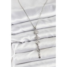 Net Damla 316L Çelik Zincir Gümüş Renk Güneş ve Enerji Model Kadın Y Kolye