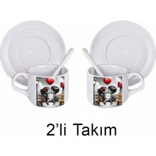 Bade Sevgililer Gününe Özel 2li Kaşıklı Fincan Seti