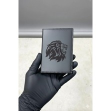 Aslan Figürlü Deri Dikişli Araç Ruhsat Kabı , Deri Ruhsat Kılıfı