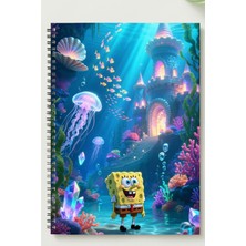 Black-One Sünger Bob A5 Metal Spiralli Çizgisiz Kalın Bristol Kapak Sünger Bob Defter