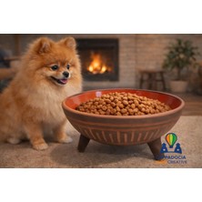 Universal Kazıma Desenli (20 Cm) Ayaklı Çömlek Kedi & Köpek Maması Kabı