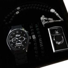 Spectrum Erkek Kol Saati Seti Erkek Hediye Kişiye Özel Isim Baskılı Saat Tespih Çakmak Erkek Bileklik Kombini Babalar Günü Hediyesi