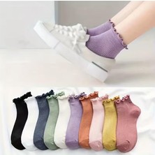 Talel 10 Renk Kadın Fırfırlı Kısa Patik Çorap Set