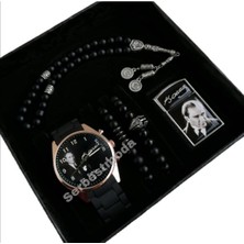 Spectrum Sevgiliye Hediye Erkek Atatürk Temalı Saat Seti Erkek Isimli Kol Saati Doğum Günü Hediyesi Tespih Bileklik Kol Saati Kombini