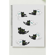 Black-One Siyah&beyaz Ejder Temalı A5 Metal Spiralli Çizgisiz Kalın Bristol Kapak Siyah&beyaz Ejder Temalı Defter