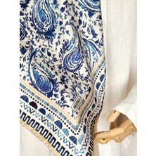 Muenka Madleen Mavi %100 Ipek Twill Eşarp 90X90 cm