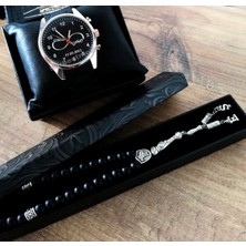 Spectrum Erkek Saat Tespih Kombini Sevgiliye Hediye Kişiye Özel Isim Baskılı Saat ve Harfli Tesbih Babalar Günü Hediyesi Erkek Kol Saati