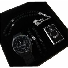 Spectrum Erkek Kombin Saat Seti Çakmak Tesbih Bileklik Babalar Günü Sevgiliye Hediye Doğum Günü Hediyesi