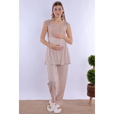 Effortt Bej Hamile Lohusa Pijama Takımı