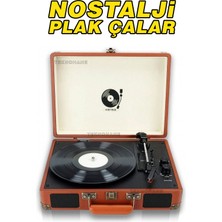 Allians Şarjlı Metal Plak Çalar, Bluetooth, Aux, 33-45-78’lik Uyumlu