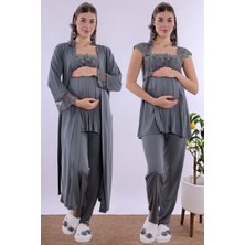 Effortt Füme Uzun Sabahlıklı Hamile Lohusa Pijama Takımı