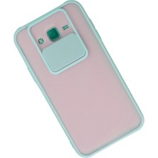 OZGN Newface Samsung Galaxy J7 Kılıf Palm Buzlu Kamera Sürgülü Silikon - Turkuaz