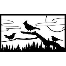 OZGN Ahşap Işleme Duvar Süsü- Kuş  - 30 cm x 50 cm