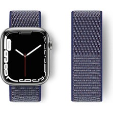 OZGN Newface Apple Watch 42MM Hasırlı Cırtcırtlı Kordon - Lacivert