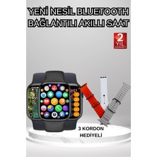 OZGN Akıllı Saat Arama Görüşme Bildirim Görme Uyku ve Sağlık Takibi Nabız Ölçer 3 Kordon Hediyeli