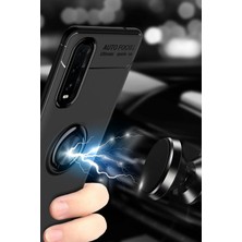 OZGN Newface Oppo Find X2 Kılıf Range Yüzüklü Silikon - Siyah-Mavi