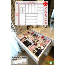 Feyza Design 20'li Set Çekmece Içi Şeffaf Modüler Organizer Makyaj ve Kozmetik