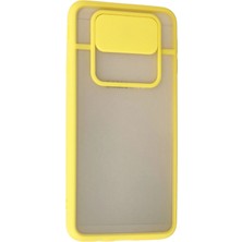 OZGN Newface Samsung Galaxy J7 Prime Kılıf Palm Buzlu Kamera Sürgülü Silikon - Sarı