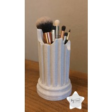 Feyza Design Şık Granit Desenli Sütun Kalemlik ve Makyaj Fırça Organizeri