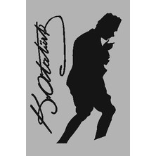 OZGN Ahşap Işleme Duvar Süsü- Atatürk Silüeti- 50 cm x 30 cm