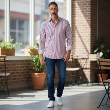 Eren Style Slim Fit Cotton Uzun Kollu Yakası Gizli Düğmeli Kalite Garanti Baskılı Gömlek (Slimlı Fit)