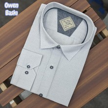 Eren Style Slim Fit Cotton Uzun Kollu Yakası Gizli Düğmeli Kalite Garanti Baskılı Gömlek (Slimlı Fit)