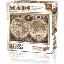 Allians Vintage Dünya Haritası 2000 Parça Puzzle, Keşif ve Eğlence Için Ideal