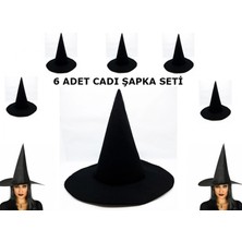 Pilelistore- Siyah Cadı Şapkası Keçe Yetişkin Boy 6 Adet